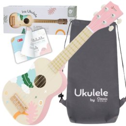CLASSIC WORLD Drewniane Ukulele Gitara dla Dzieci Różowa 3+