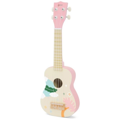 CLASSIC WORLD Drewniane Ukulele Gitara dla Dzieci Różowa 3+