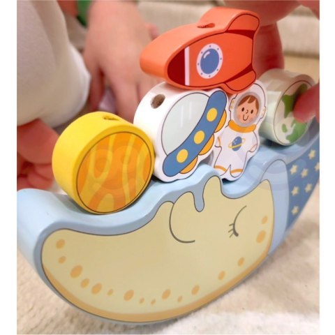 TOOKY TOY Kosmiczny Śpiący Księżyc Balansująca Układanka Drewniana Nawlekanka Montessori Kosmos