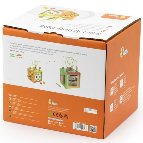 VIGA Drewniana Kostka Edukacyjna 5w1 18m+