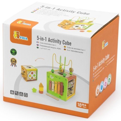 VIGA Drewniana Kostka Edukacyjna 5w1 18m+