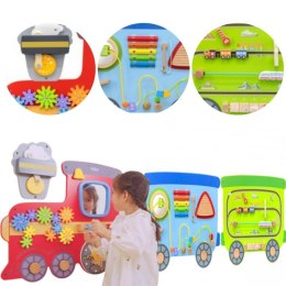 VIGA Drewniana Tablica Sensoryczna-Manipulacyjna EDU Pociąg 3+