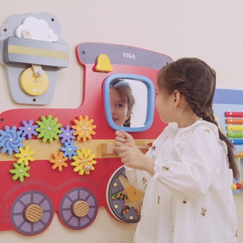 VIGA Drewniana Tablica Sensoryczna-Manipulacyjna EDU Pociąg 3+