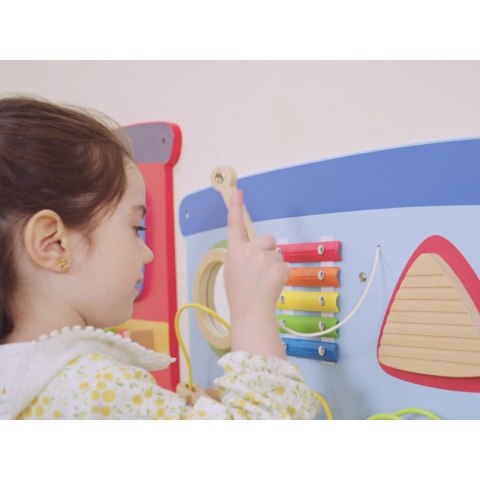 VIGA Drewniana Tablica Sensoryczna-Manipulacyjna EDU Pociąg 3+