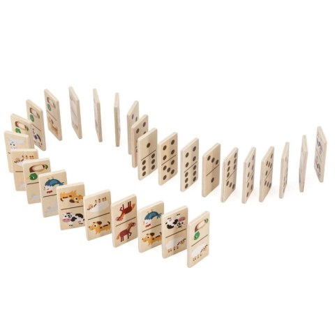 VIGA Drewniane Domino 2w1 Zwierzęta i Liczby 3+