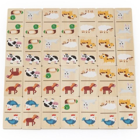 VIGA Drewniane Domino 2w1 Zwierzęta i Liczby 3+