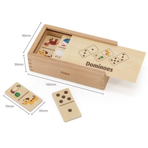 VIGA Drewniane Domino 2w1 Zwierzęta i Liczby 3+