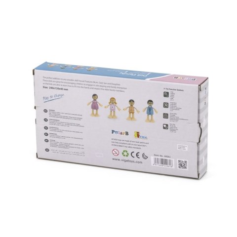VIGA PolarB Drewniane Lalki Rodzina Lalek Zestaw Figurki 3+