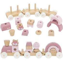 VIGA PolarB Różowa Kolejka Pociąg z Wagonikami Klocki 18m+