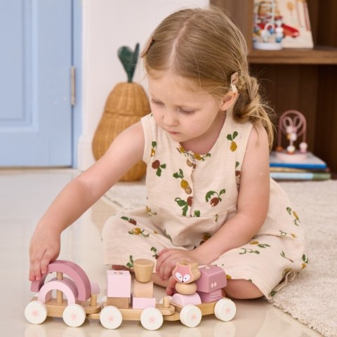 VIGA PolarB Różowa Kolejka Pociąg z Wagonikami Klocki 18m+