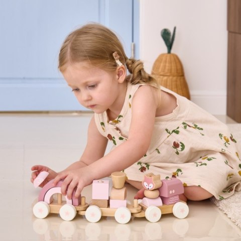 VIGA PolarB Różowa Kolejka Pociąg z Wagonikami Klocki 18m+