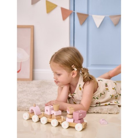 VIGA PolarB Różowa Kolejka Pociąg z Wagonikami Klocki 18m+