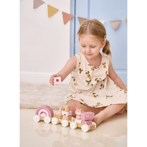 VIGA PolarB Różowa Kolejka Pociąg z Wagonikami Klocki 18m+