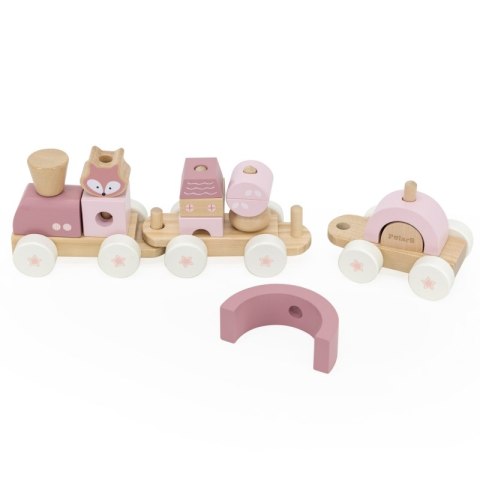 VIGA PolarB Różowa Kolejka Pociąg z Wagonikami Klocki 18m+