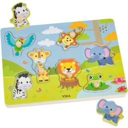 VIGA Puzzle Dźwiękowe Dopasuj Zwierzęta Egzotyczne 18m+