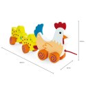 VIGA Zestaw do ciągnięcia Kurka z kurczakami 36 cm 18m+