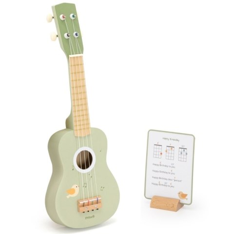 Viga Drewniane Ukulele Gitara Dla Dzieci Zielone Z Nutami 3+