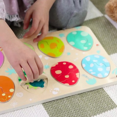 CLASSIC WORLD Drewniana Układanka Jajka Dinozaurów 18m+