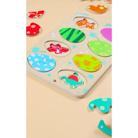 CLASSIC WORLD Drewniana Układanka Jajka Dinozaurów 18m+