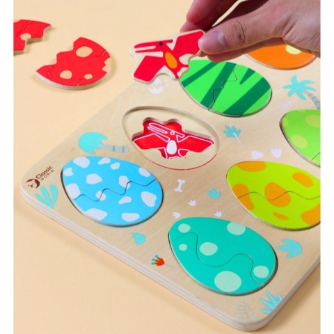 CLASSIC WORLD Drewniana Układanka Jajka Dinozaurów 18m+