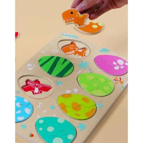 CLASSIC WORLD Drewniana Układanka Jajka Dinozaurów 18m+