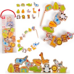 CLASSIC WORLD Drewniane Klocki do Nawlekania ZOO 13 el. 18m+