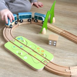 CLASSIC WORLD Zestaw Kolejka Tor Drewniany Pociąg + Sorter Kształtów 40 el. 3+