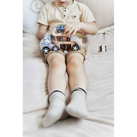 VIGA PolarB Drewniana laweta z samochodzikami Montessori 2+