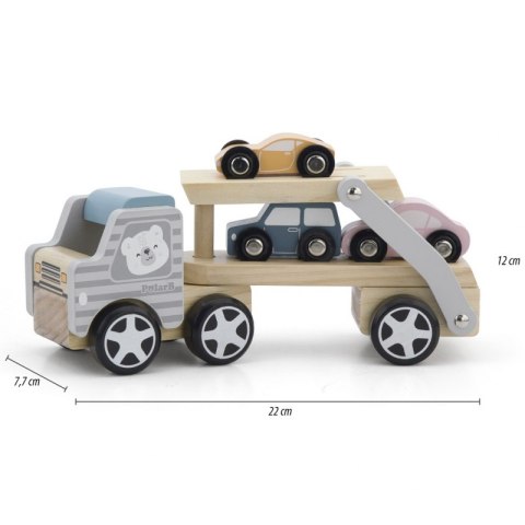 VIGA PolarB Drewniana laweta z samochodzikami Montessori 2+