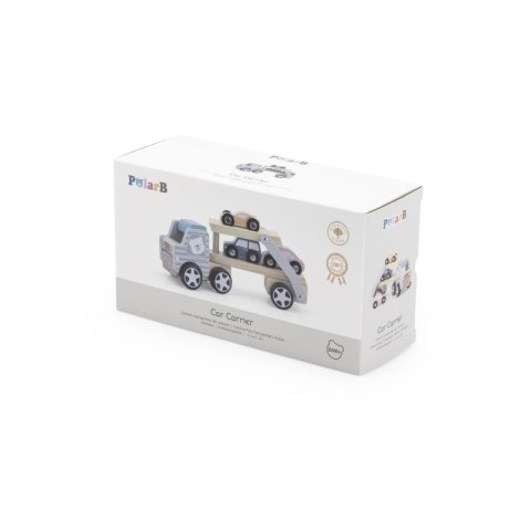 VIGA PolarB Drewniana laweta z samochodzikami Montessori 2+