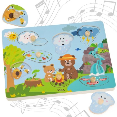 VIGA Puzzle Dźwiękowe Odkrywamy Naturę 18m+