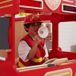 VIGA Zestaw Strażaka Strój Hełm Krótkofalówki 2szt Akcesoria Megafon Latarka 3+