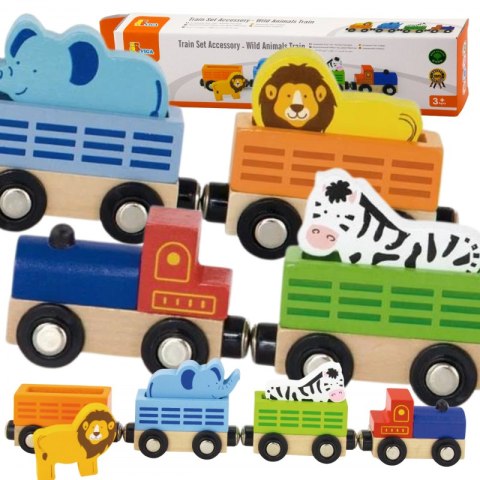 VIGA Zestaw akcesoriów do kolejki - pociąg z dzikimi zwierzętami ZOO 3+