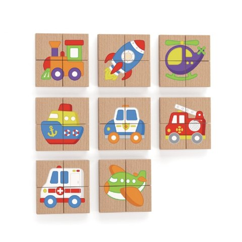 Viga Układanka drewniana puzzle magnetyczne - pojazdy Certyfikat FSC 18m+