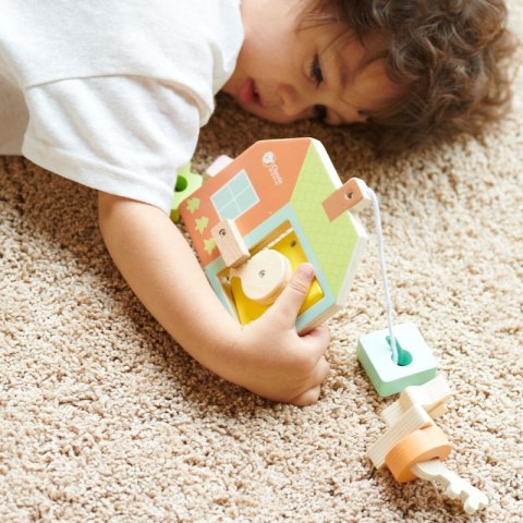 CLASSIC WORLD Drewniana Przeplatanka Klocki do Nawlekania Klucze i Drzwi MONTESSORI 11 el. 18m+