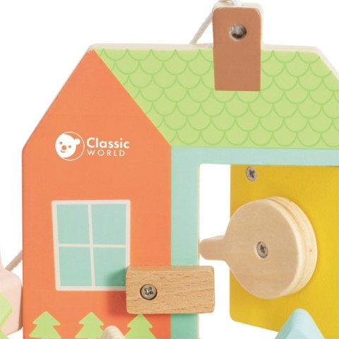 CLASSIC WORLD Drewniana Przeplatanka Klocki do Nawlekania Klucze i Drzwi MONTESSORI 11 el. 18m+