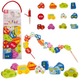 CLASSIC WORLD Drewniane Klocki do Nawlekania Ruch Drogowy 13 el. 18m+