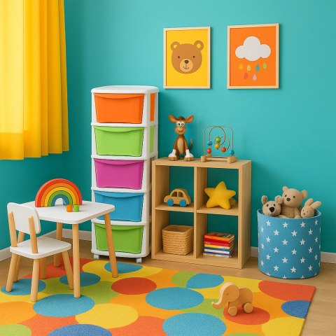 Pojemnik na zabawki 5 szuflad na kółkach