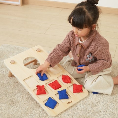 Viga Gra Zręcznościowa 2w1 Kółko i Krzyżyk + Cornhole - Rzut Do celu 3+