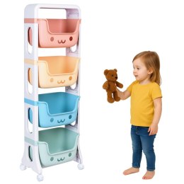 Regał plastikowy na kółkach BOBBY z 4 półkami