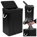 Kosz na pranie bambusowy z pokrywą SOREN 80L czarny