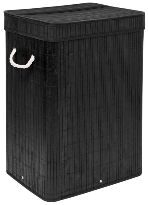 Kosz na pranie bambusowy z pokrywą SOREN 80L czarny