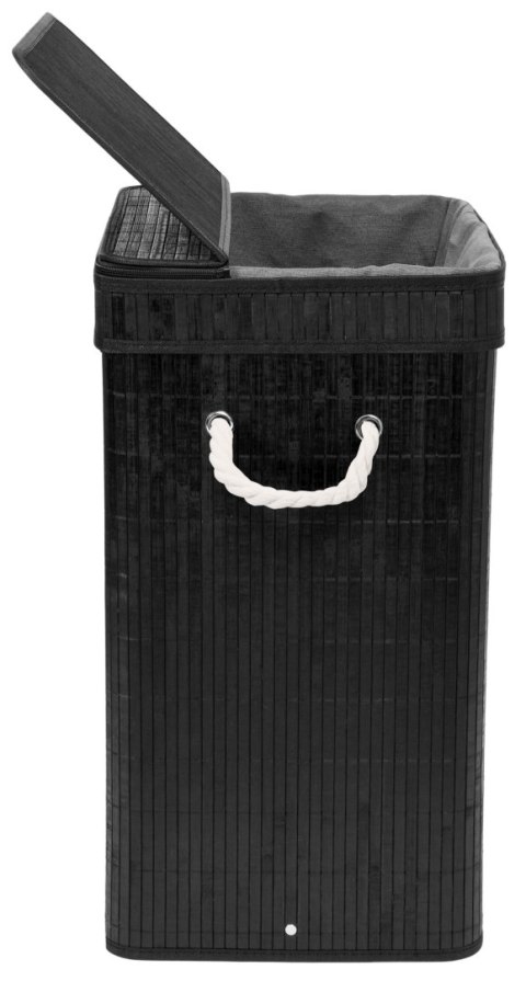 Kosz na pranie bambusowy z pokrywą SOREN 80L czarny