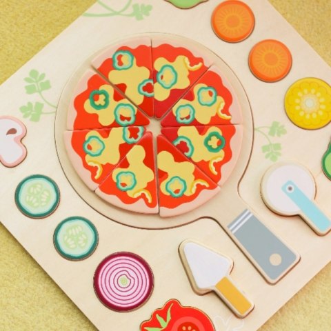 CLASSIC WORLD Drewniana Pizza do Krojenia Układanka Warzywa 22 el. 2+