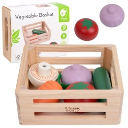 CLASSIC WORLD Zestaw Drewnianych Warzyw w Koszyku 6 el. 18m+
