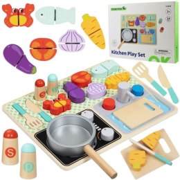 TOOKY TOY Drewniana Kuchnia z Akcesoriami - Zestaw Małego Kucharza