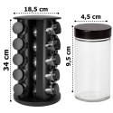 Stojak na przyprawy obrotowy ROTOR BLACK 20 słoiczków + 72 naklejki