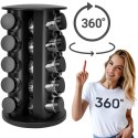 Stojak na przyprawy obrotowy ROTOR BLACK 20 słoiczków + 72 naklejki