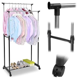 Wieszak stojący podwójny na kółkach WALERIA