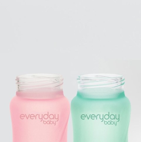 Szklana butelka ze smoczkiem S, 150 ml, różowa, Everyday Baby